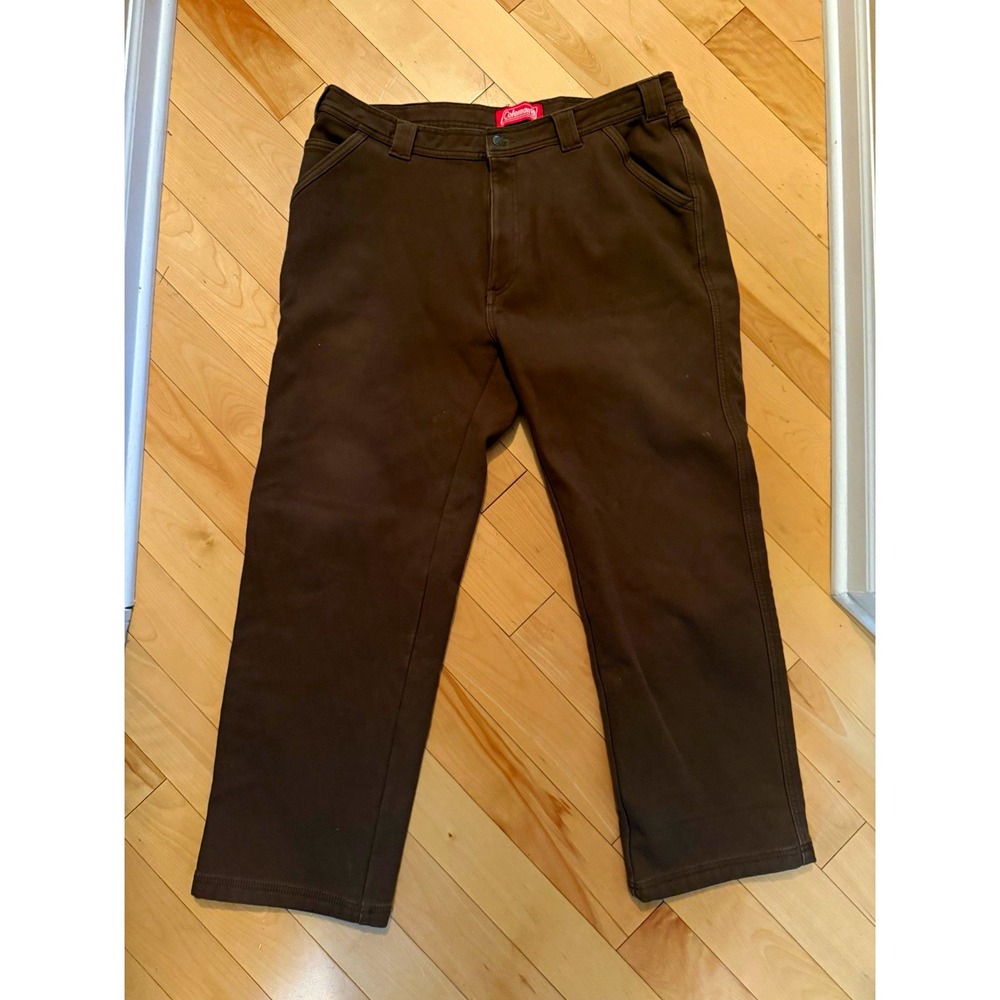 Coleman Men's Brown Fleece Lined Utility Work Pants 38x30 Stretch